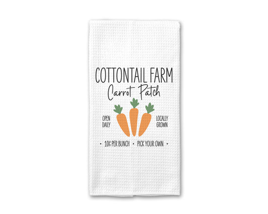 Carrot Patch Spring Kitchen Towel, Easter Rabbit Decor Cottontail