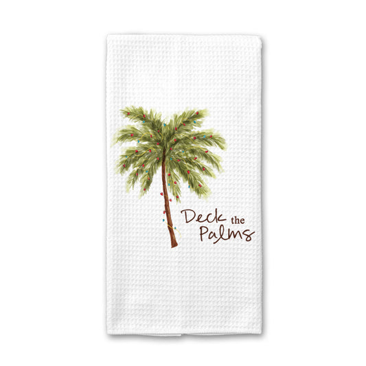 Deck the Palms Kitchen Towel, Christmas Dish Towel Decor