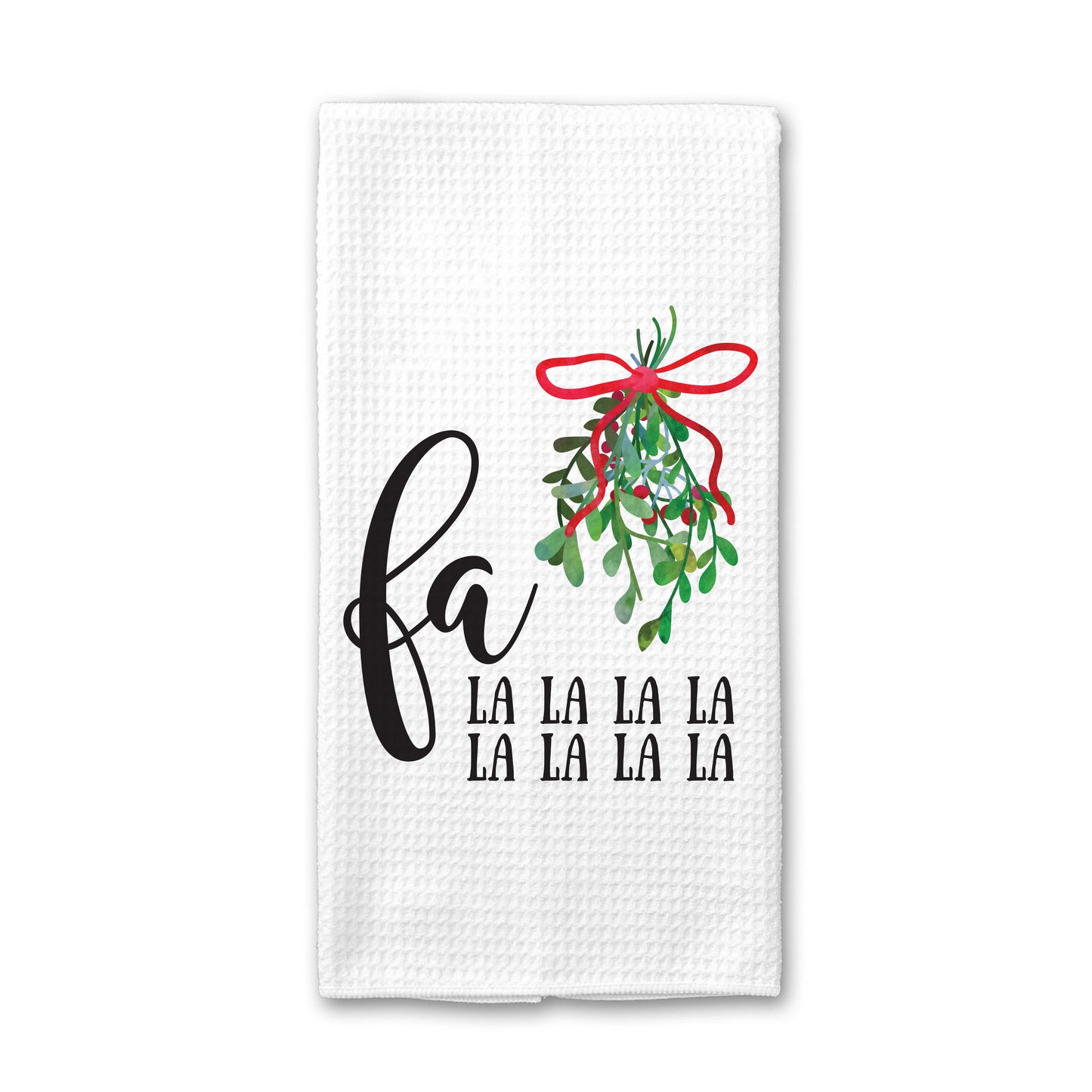 Fa La La Mistletoe Kitchen Towel, Christmas Dish Towel