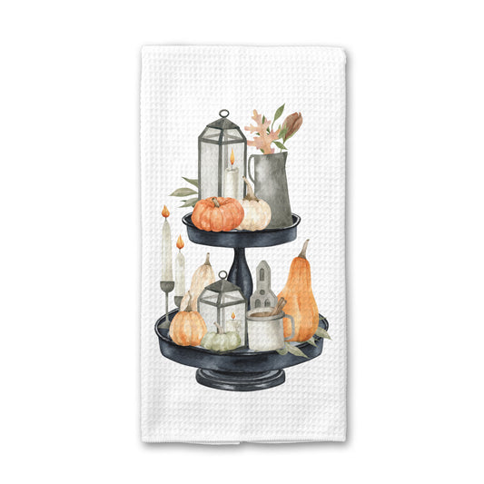 Fall Pumpkin Tiered Tray Towel, Seasonal Kitchen Decor