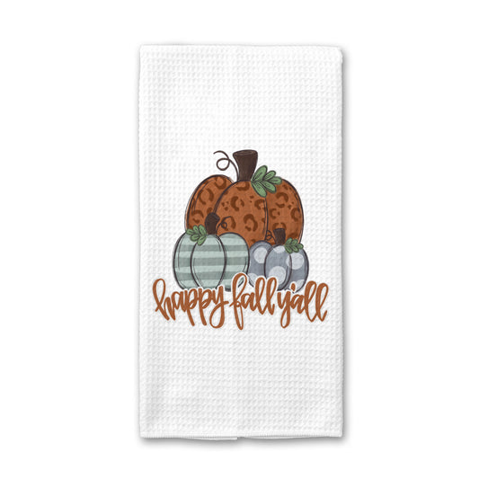 Happy Fall Kitchen Towel, Pumpkin Dish Towel, Fall Decor