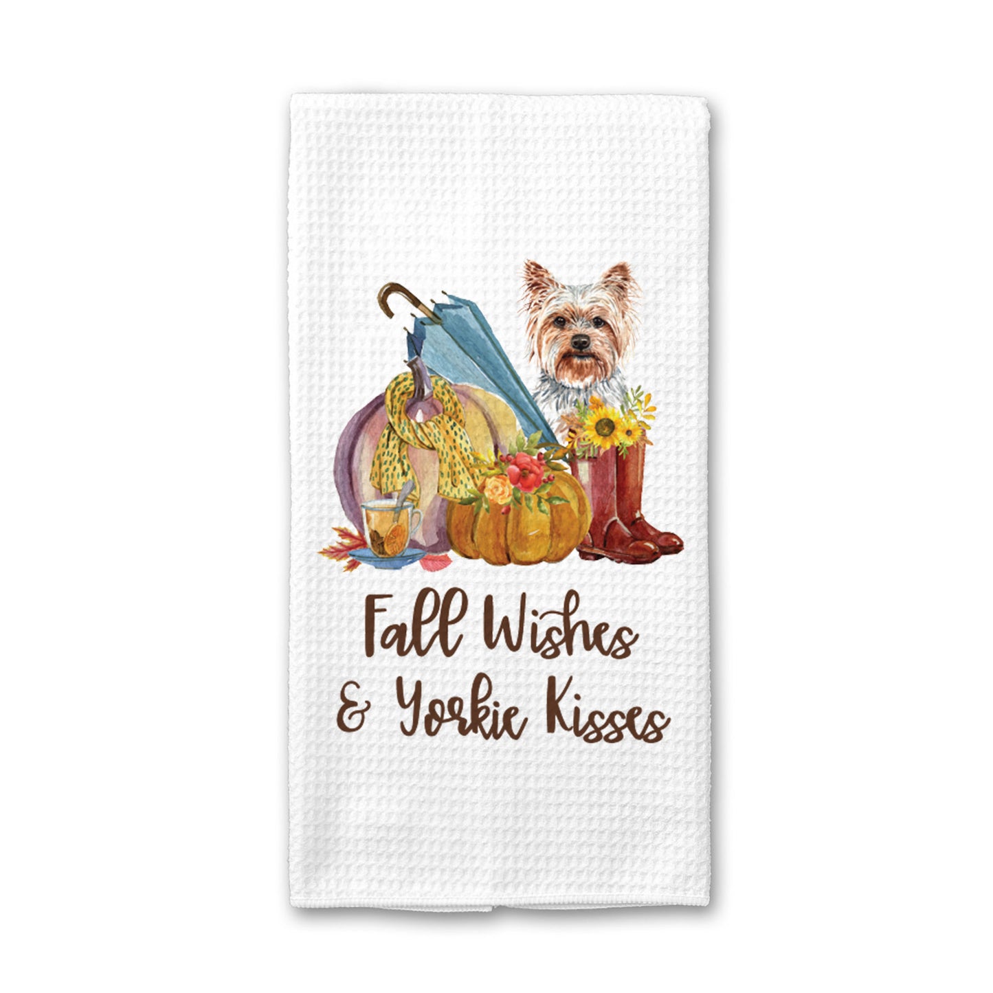 Fall Wishes & Dog Kisses Kitchen Towel, Fall Dish Towel