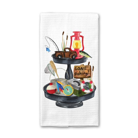 Gone Fishing Tray Kitchen Towel, Lake House Decor