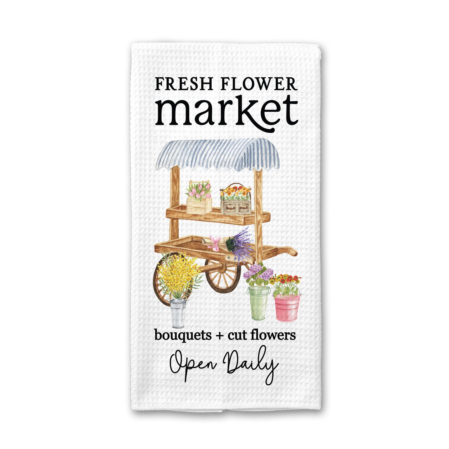 Fresh Flower Stand Kitchen Towel, Spring Dish Towel