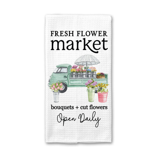 Fresh Flower Van Kitchen Towel, Spring Dish Towel