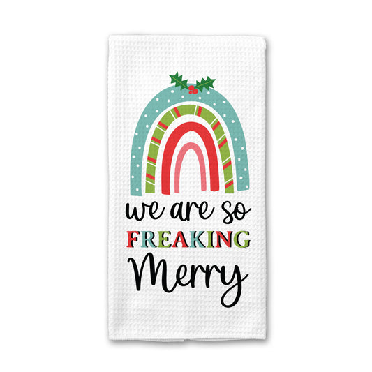 So Freaking Merry Kitchen Towel, Funny Christmas Dish Towel