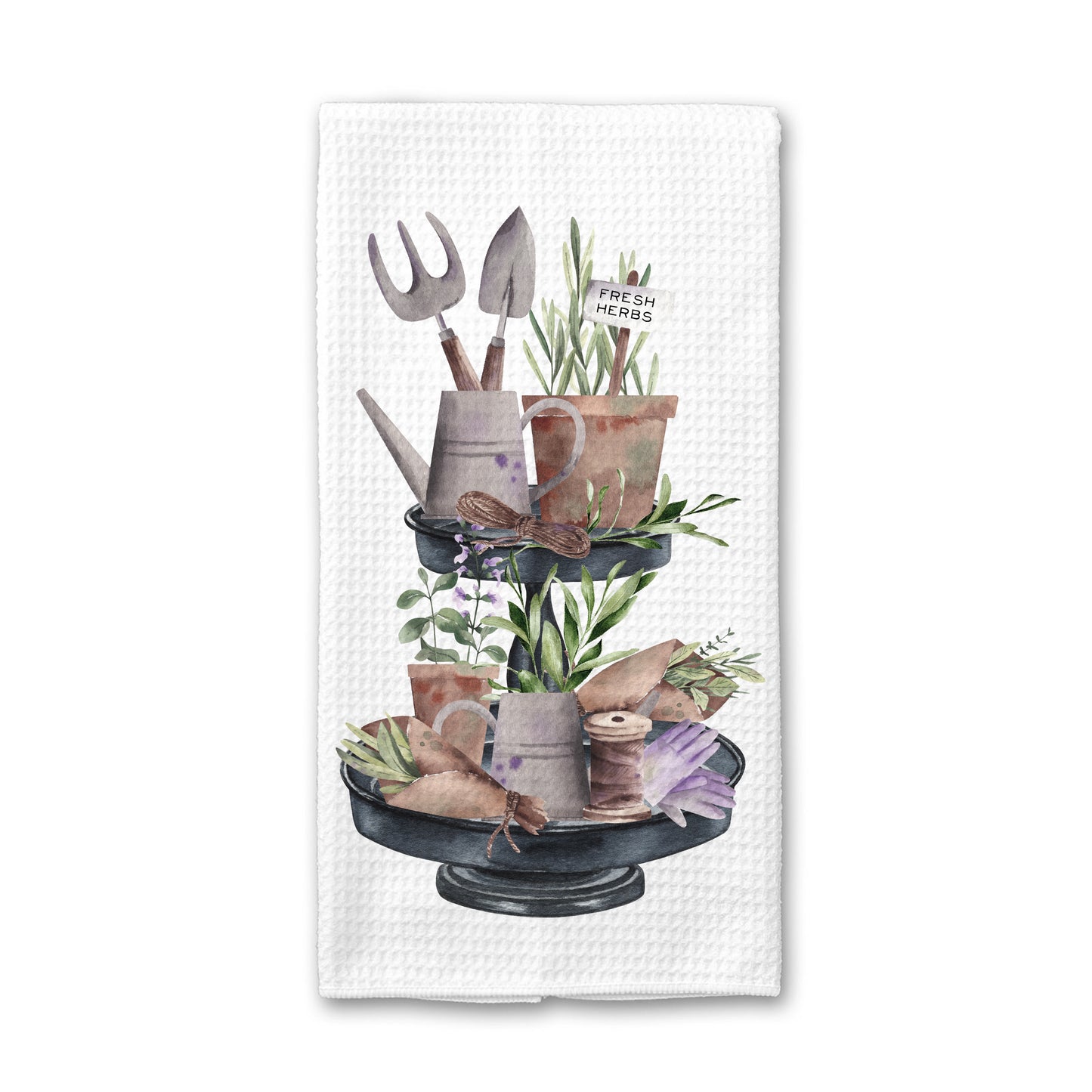 Fresh Herbs Tiered Tray Kitchen Towel, Gardening Dish Towel