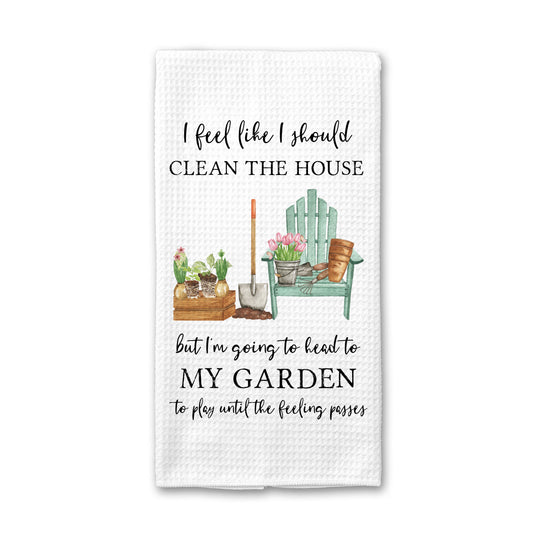 Play In The Garden Towel, Garden Dish Towel, Kitchen Decor