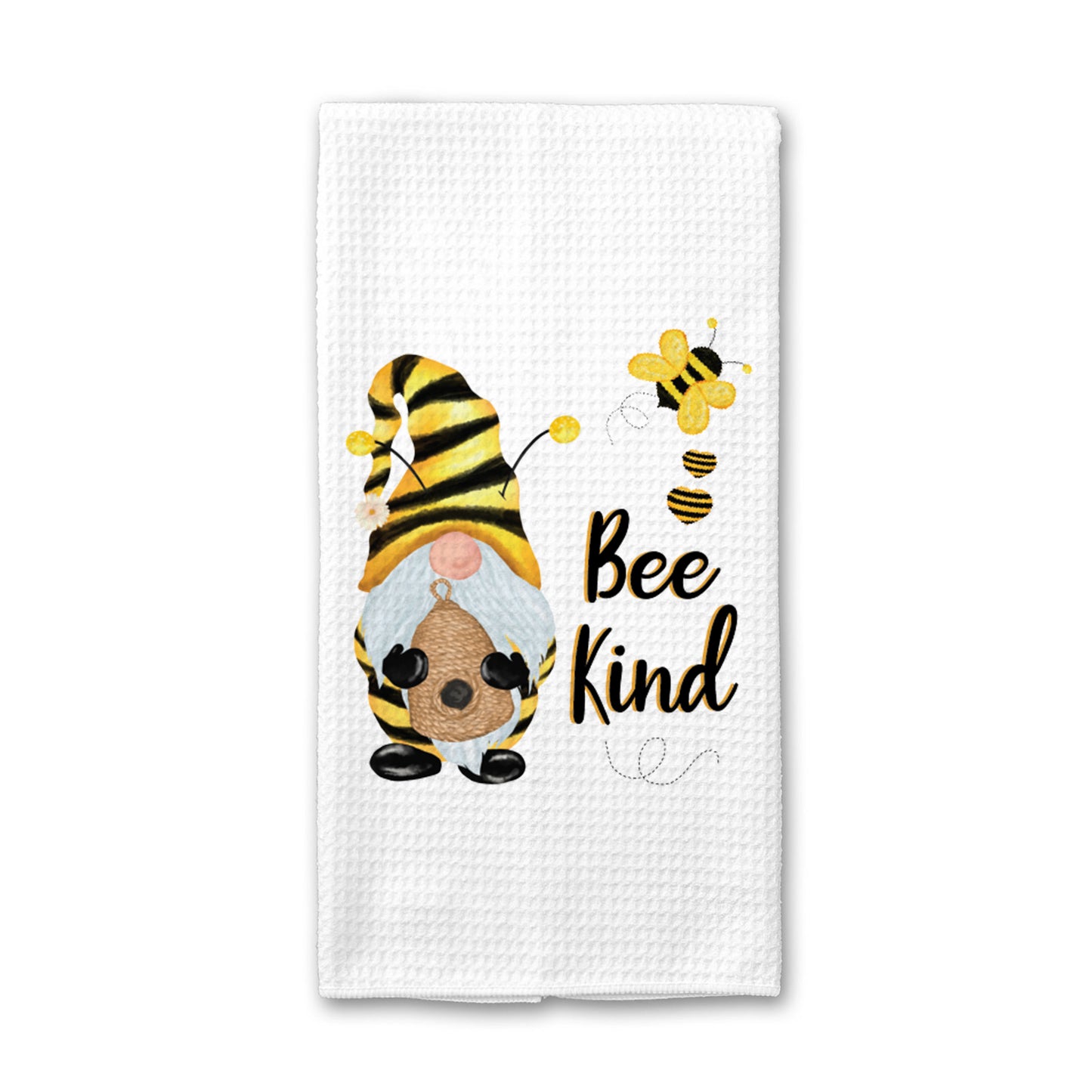 Bee Kind Kitchen Towel, Gnome Dish Towel, Tea Towel