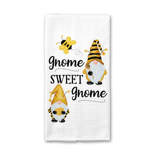 Gnome Kitchen Towel, Bumblebee Dish Towel, Tea Towel