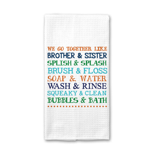 Brother & Sister Dish Towel, Kids Bathroom Towel, Kids Decor