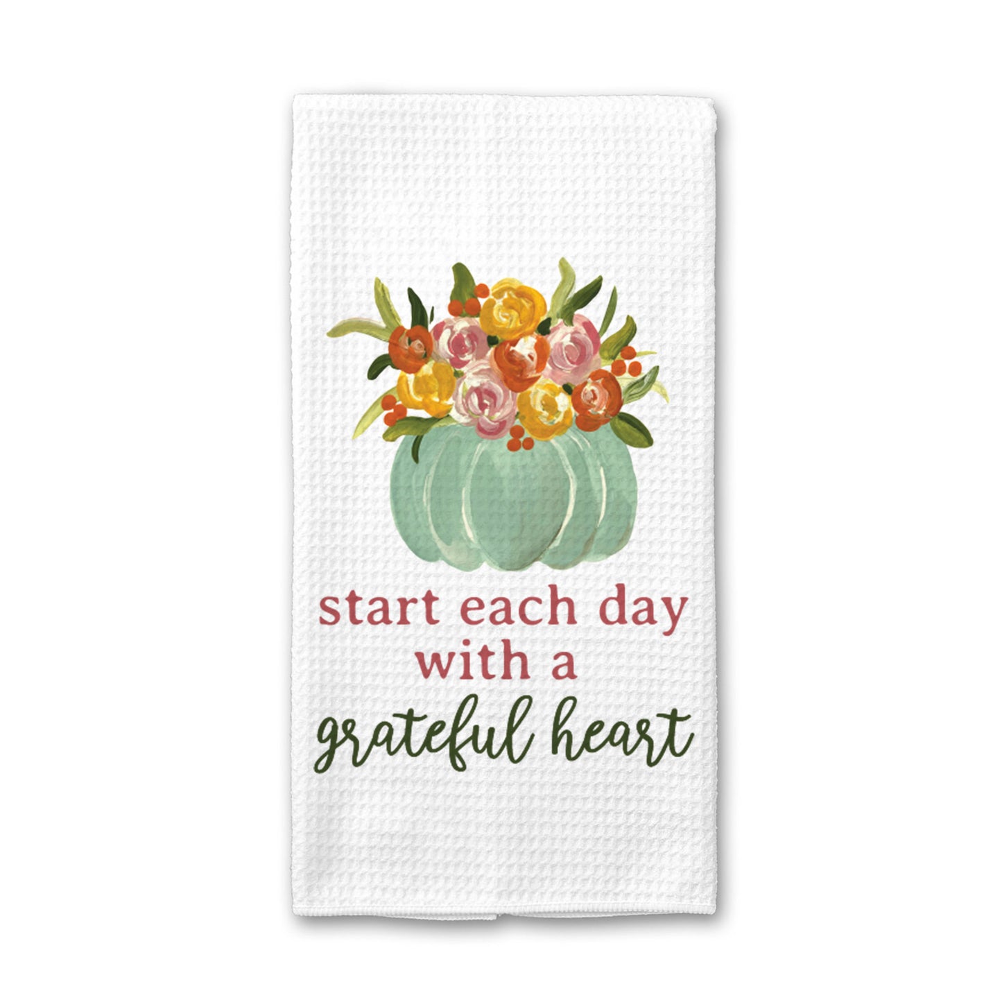 Grateful Heart Kitchen Towel, Floral Dish Towel, Fall Decor