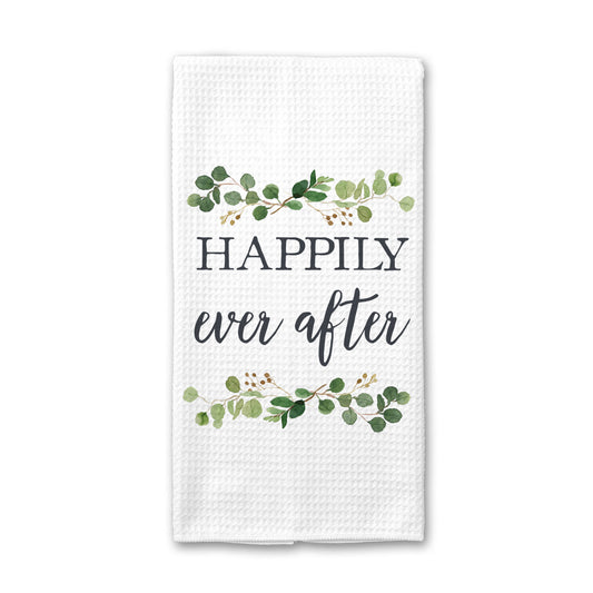 Happily Ever After Kitchen Towel Wedding Engagement Bride