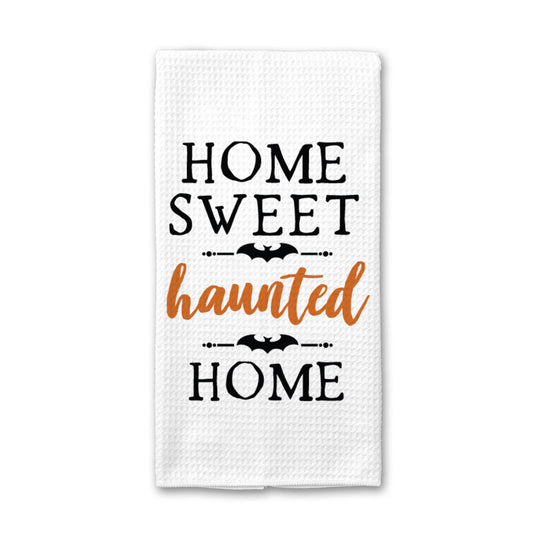 Haunted Home Kitchen Towel, Halloween Dish Towel, Fall Towel