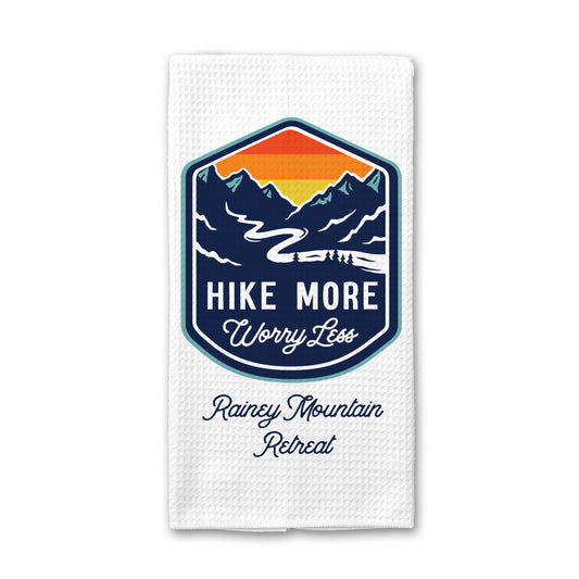 Custom Hike More Worry Less Towel, Nature Kitchen Decor