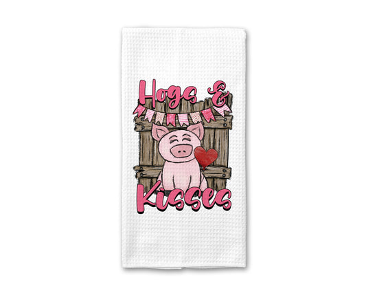 Pig Valentine Towel, Valentines Day Kitchen Decor Heart Farm