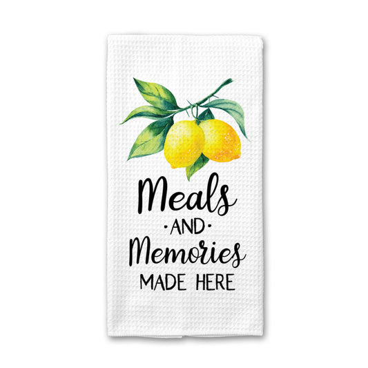 Meals & Memories Kitchen Towel, Lemon Dish Towel, Tea Towel