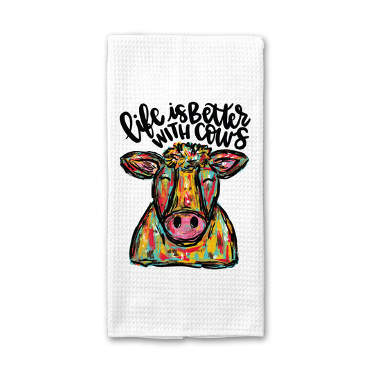 Cow Kitchen Towel, Farmhouse Decor, Country Dish Towel