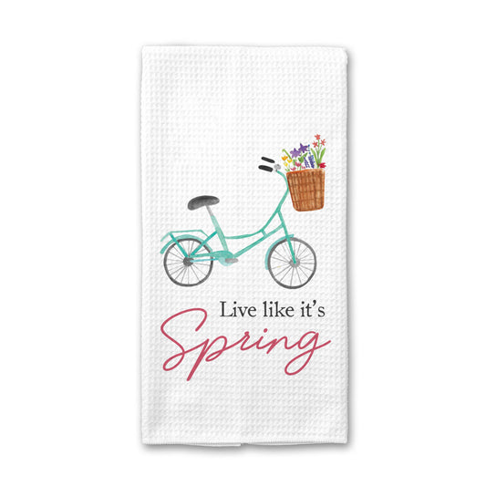 Floral Kitchen Towel, Welcome Spring Dish Towel, Tea Towel