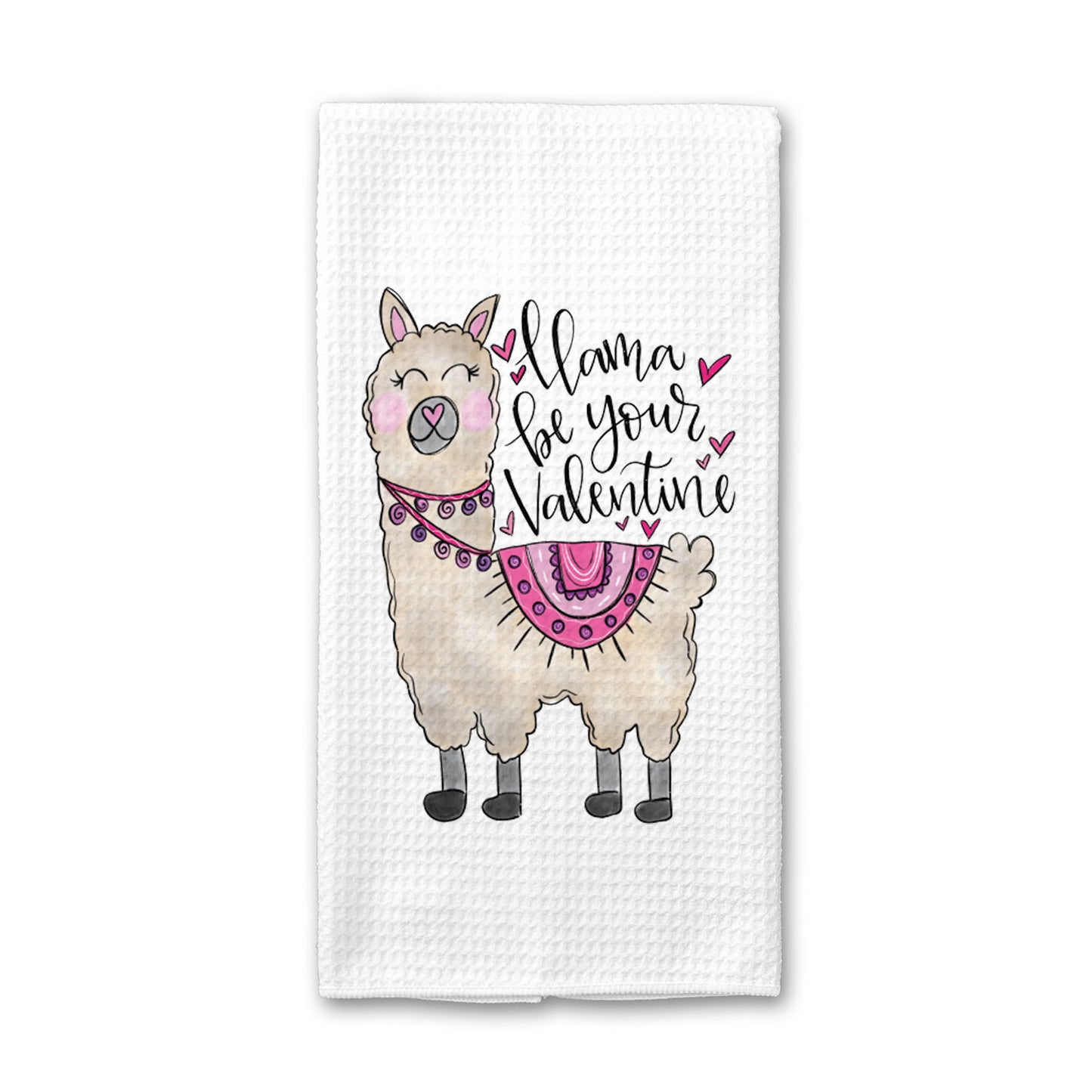 Valentine Kitchen Towel, Llama Dish Towel, Tea Towel