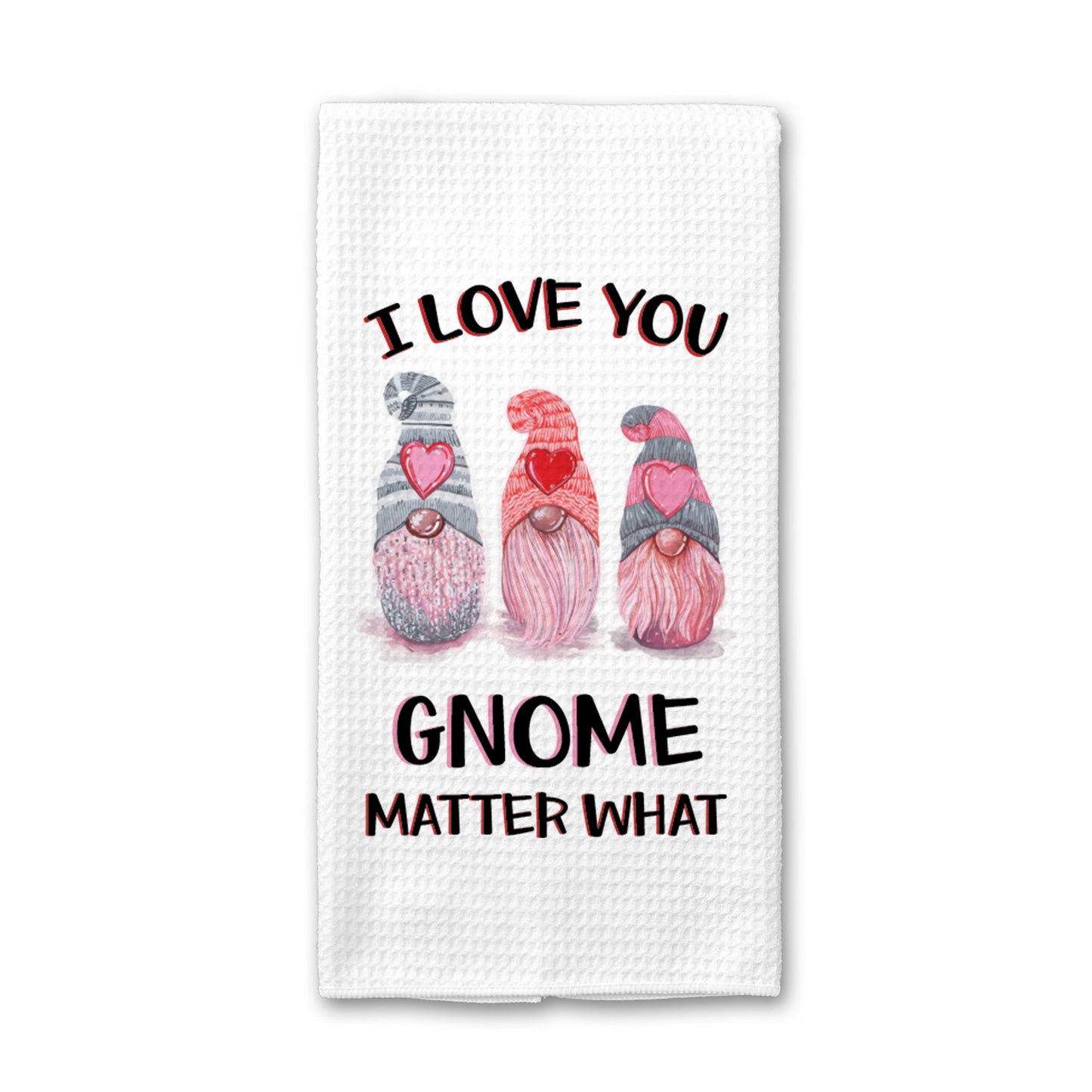 I Love You Kitchen Towel, Valentine Dish Towel, Gnome Decor