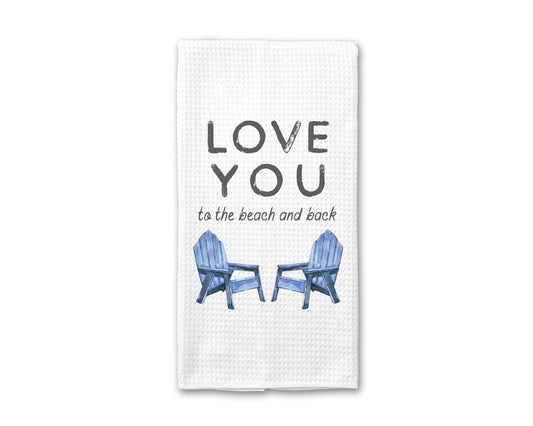 Love You Blue Beach Chair Towel, Coastal Kitchen Decor