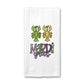 Two Crawfish Mardigras Towel, Purple Green Tea Towel, Kitchen Decor