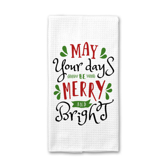 Merry & Bright Kitchen Towel, Christmas Dish Towel Decor