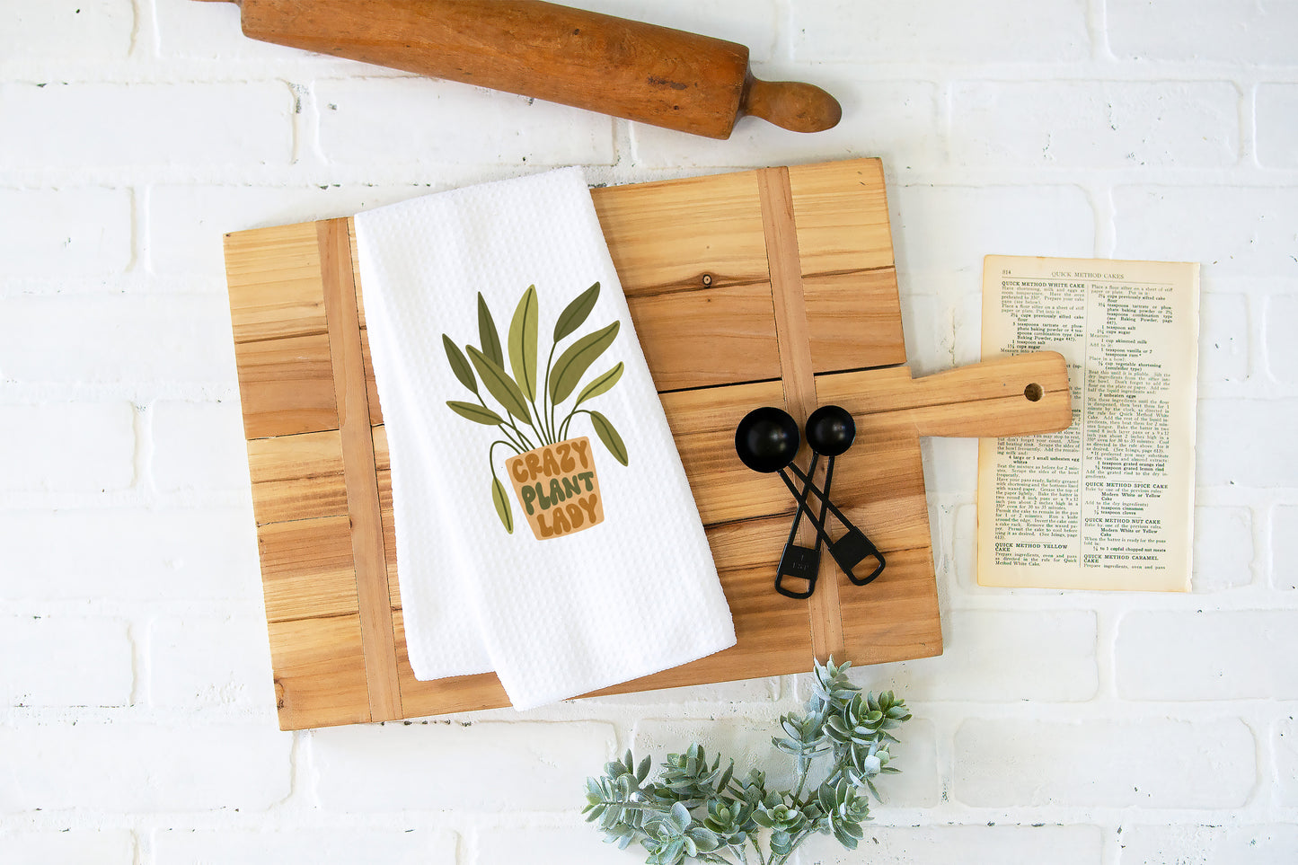 Crazy Plant Lady Kitchen Towel, Garden Plants Dish Towel