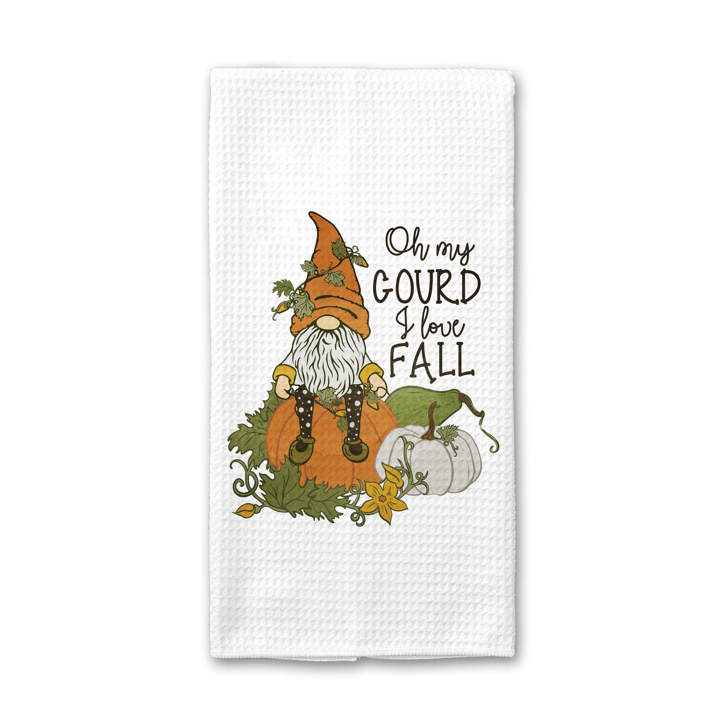 Oh My Gourd Fall Towel, Gnome Fall Decor Kitchen Towel