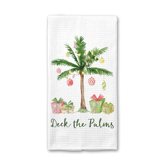 Deck the Palms Towel, Christmas in July Decor, Hand Towel