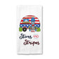 Fourth of July Patriotic Camper Red White Blue Kitchen Towel Decor