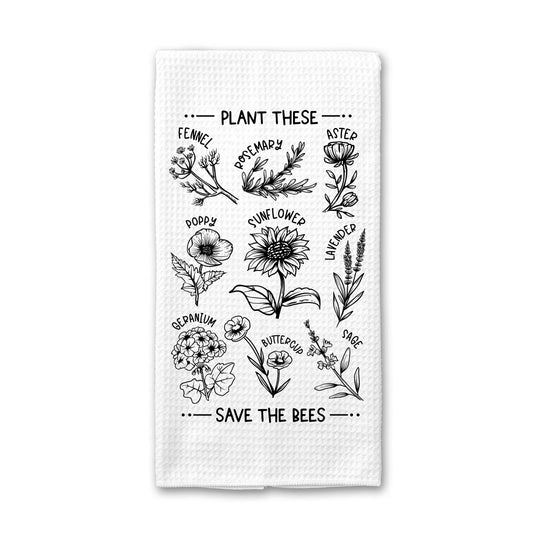 Save the Bees Kitchen Towel, Plant Mom Towel, Garden Towel