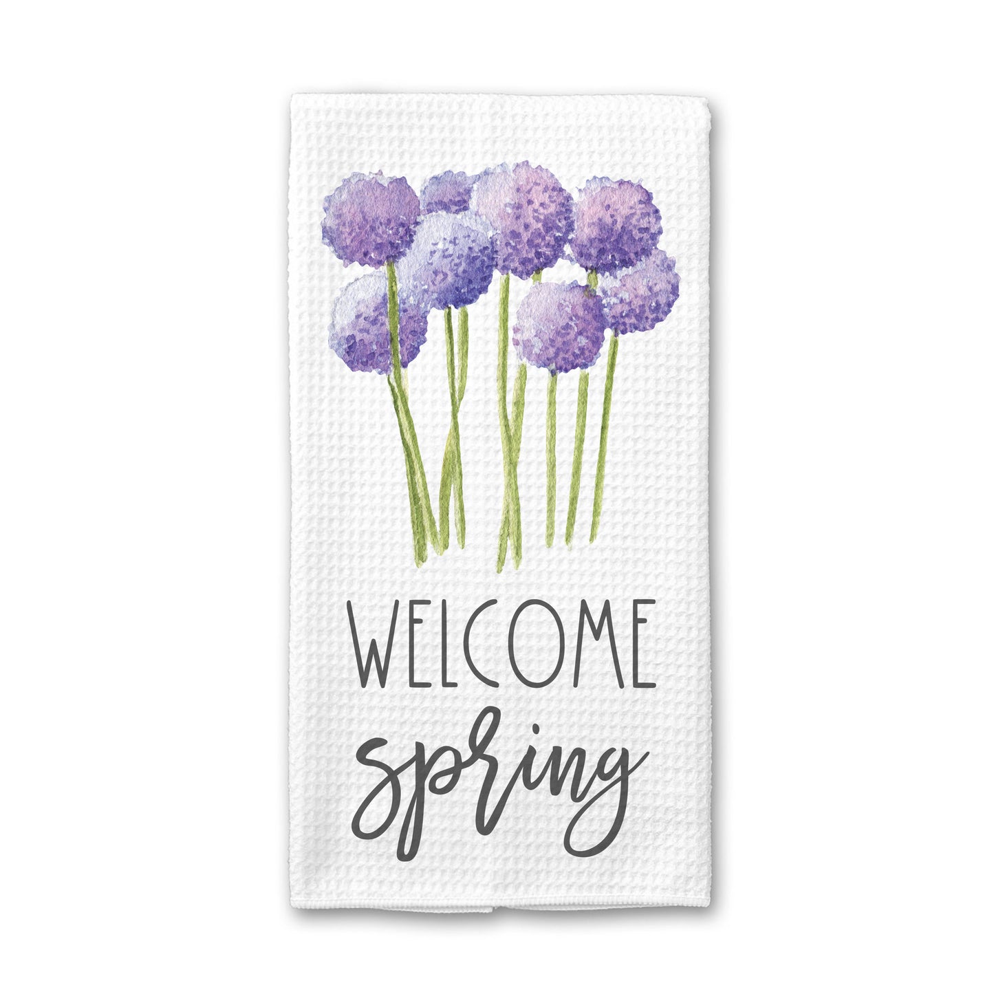 Floral Kitchen Towel, Welcome Spring Dish Towel, Tea Towel