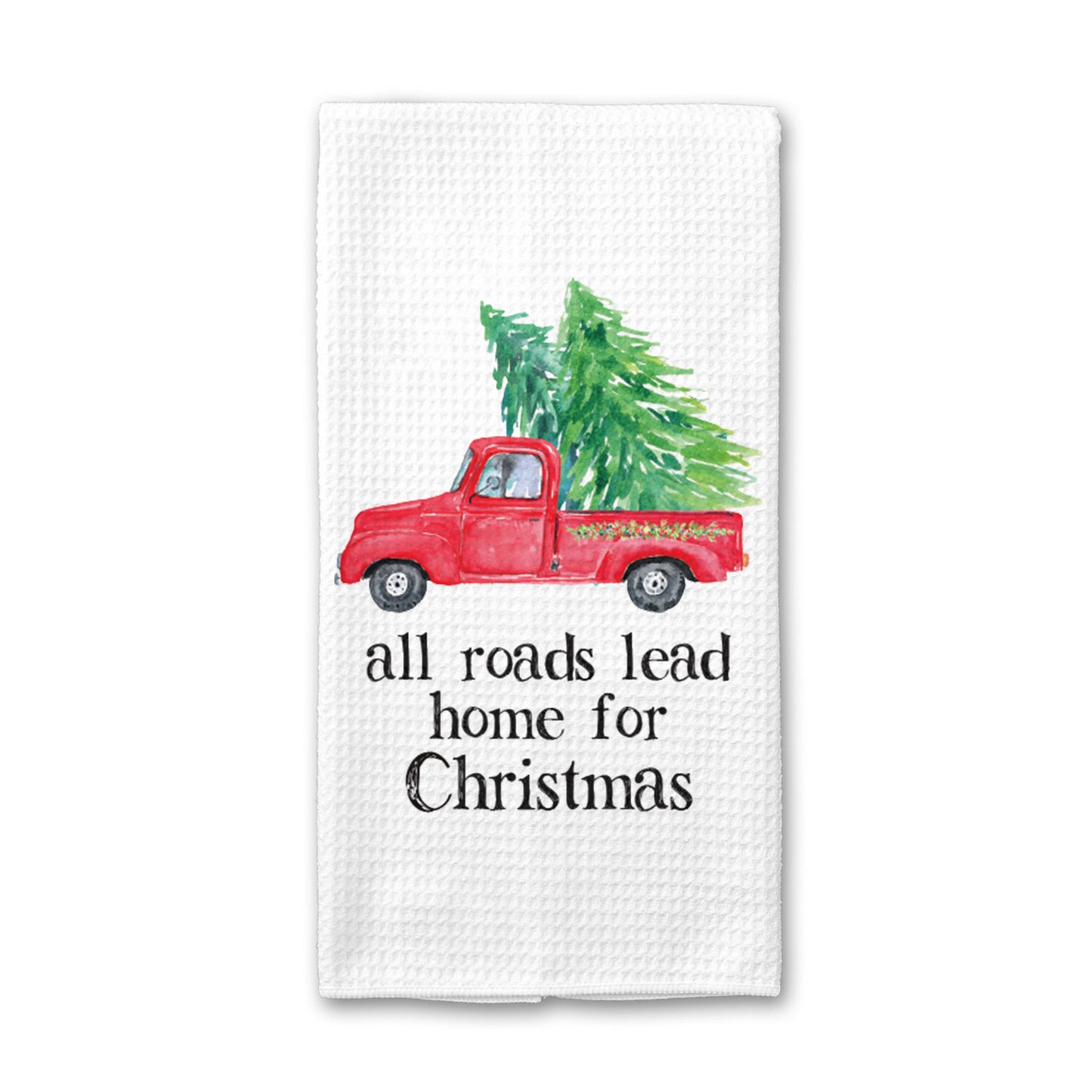 Home for Christmas Kitchen Towel, Rustic Christmas Towel