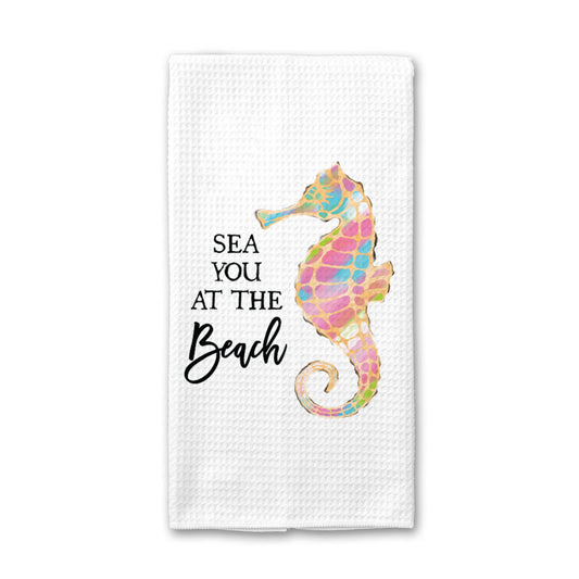 Sea You at the Beach Kitchen Towel, Beach House Dish Towel