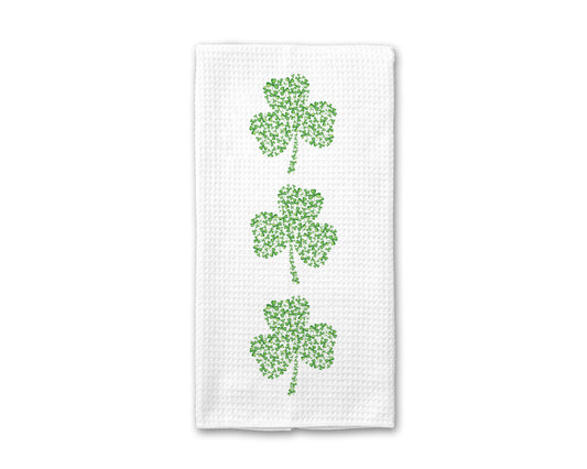 Shamrock Trio Irish Kitchen Towel, St Patrick Dish Towel