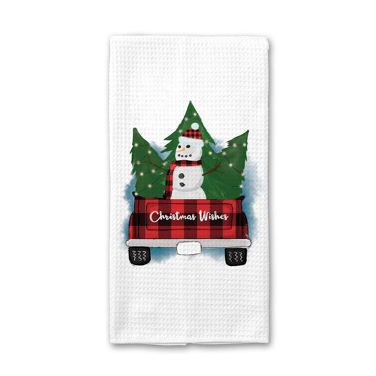 Christmas Wishes Kitchen Towel, Snowman Dish Towel