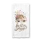 Happy Spring Floral Van Towel, Easter Flower Kitchen Decor