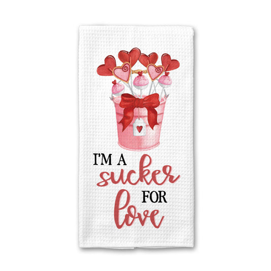 Sucker For Love Kitchen Towel, Valentines Floral Decor