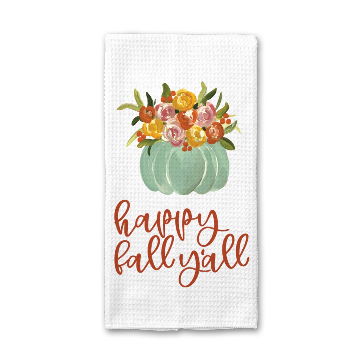 Happy Fall Pumpkin Kitchen Towel, Floral Dish Towel