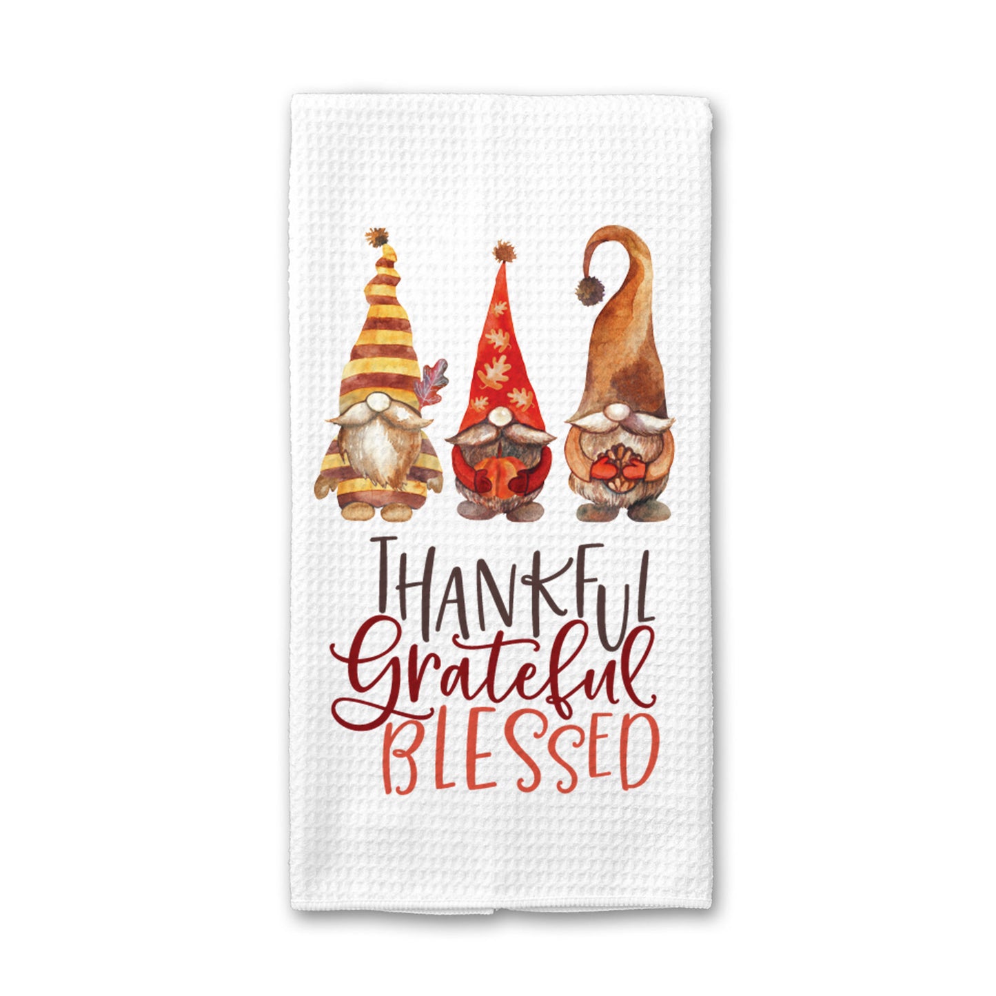 Thankful Blessed Kitchen Towel, Fall Gnome Dish Towel