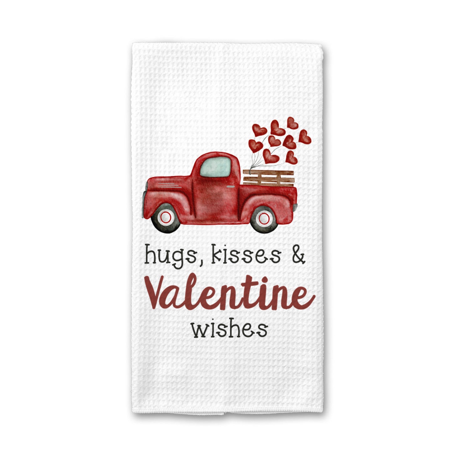 Hugs & Kisses Kitchen Towel, Valentine Dish Towel, Tea Towel