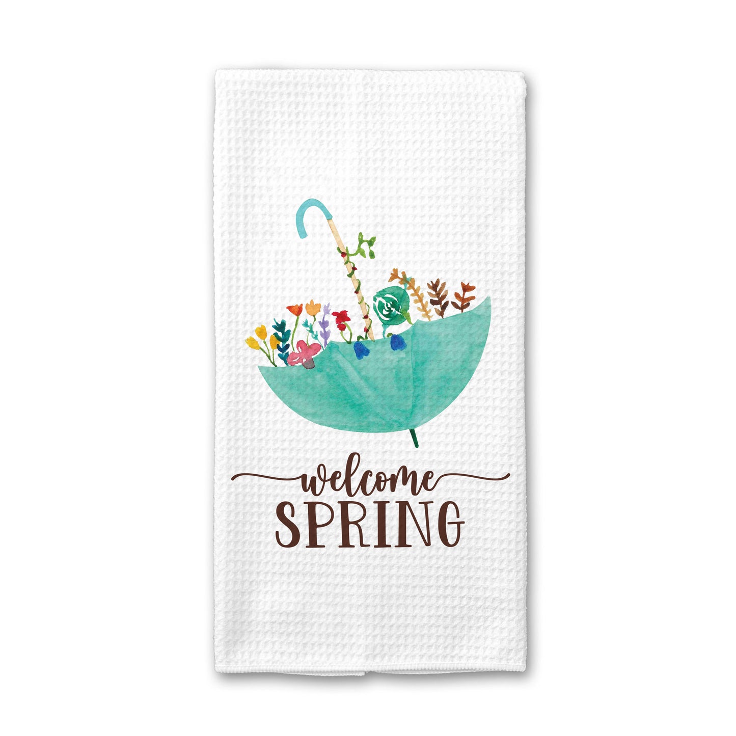 Floral Kitchen Towel, Welcome Spring Dish Towel, Tea Towel