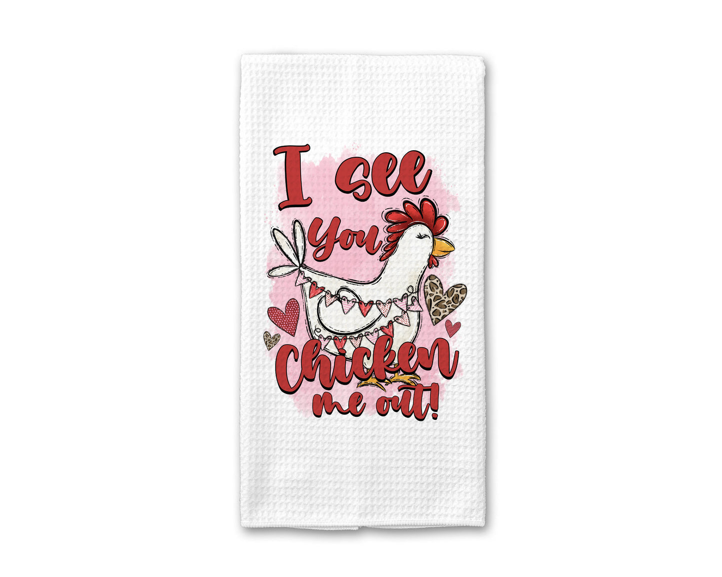 Chicken Valentine Towel, Valentines Day Kitchen Decor Heart