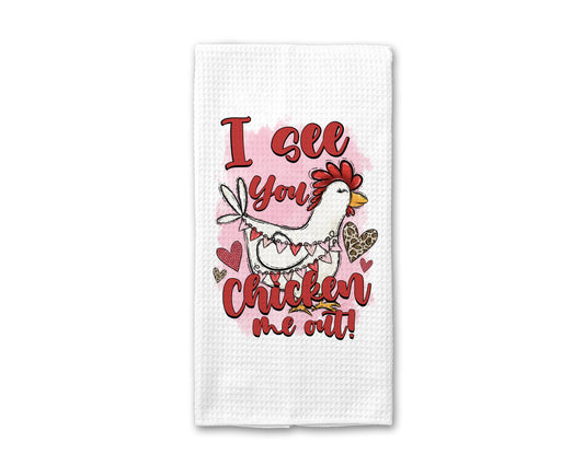 Chicken Valentine Towel, Valentines Day Kitchen Decor Heart