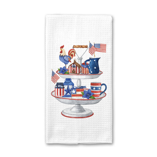 Red, White and Blue Tray Kitchen Towel, 4th Of July Decor