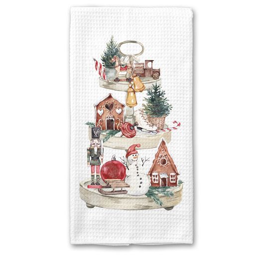 Gingerbread Town Christmas Towel, Snowman Nutcracker Holiday Decor